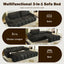 LLappuil 90" Cloud Couch, Oversized Floor Sofa Convertible Sofa Bed King Size, Teddy Sofa Couch for Living Room Black