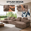 LLappuil 145" Sectional Sofa, Oversized Modular Sectional Sofa with Cup Holder, Hidden Storage, 4 Seat Corduroy Sofa Couch with Chaise for Living Room Brown