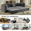 LLappuil 89" Velvet Chesterfield Sofa, Oversized Pull Out Sofa Bed King Size, Loveseat Sofa Couch Convertible Sofa Bed for Living Room Gray