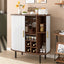 LLappuil 28" Wine Bar Cabinet, Coffee Bar Cabinet with 8-Grid Wine Rack, 5-Level Adjustable Shelves, 2 Glass Holders, 4 Hidden Storage Space