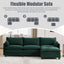 LLappuil Sectional Sofa, 4 Seat Corduroy Cloud Sofa Couch with Reversible Ottoman for Living Room Green
