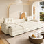 LLappuil Sectional Sofa, U Shaped Sectional Couch with Pull Out Sofa Bed, Chenille Convertible Sleeper Sofa Bed with Chaise, Removable Armrests, USB Ports Beige