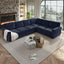 LLappuil Sectional Sofa, Pull Out Sofa Bed King Size, 6 Seat Chenille Sofa Couch Convertible Sleeper Sofa Bed for Living Room Blue