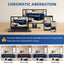 LLappuil 89" Loveseat Sofa, Pull Out Sofa Bed King Size, Chesterfield Sofa Convertible Sleeper Sofa Bed, Velvet 3-Seater Sofa with Movable Ottoman for Living Room Blue