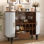 LLappuil 39" Wine Bar Cabinet, Coffee Bar Cabinet with 6 Wine Racks, 3 Glass Holders, 4 Hidden Storage Space