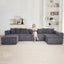 LLappuil 146" Sectional Sofa, U Shaped Sectional Couch with Chaise, 5 Seat Corduroy Sofa Convertible Sleeper Sofa Bed for Living Room Dark Gray