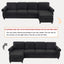 LLappuil Sectional Sofa, 107" Sectional Couch with Pull Out Sofa Bed Queen Size, 4 Seat Velvet Sofa with Memory Foam Mattress for Living Room Black