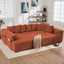 LLappuil 146" Sectional Sofa, U Shaped Sectional Couch with Chaise, 5 Seat Corduroy Sofa Convertible Sleeper Sofa Bed for Living Room Orange