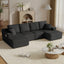 LLappuil 130" Sectional Sofa, U Shaped Modular Sectioanl Couch with Chaise, Boneless Corduroy Sofa Couch for Living Room, No Assembly Compression Sofa Black