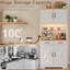 LLappuil 72.8" Kitchen Pantry, Kitchen Pantry Storage Cabinet with LED Light & Outlet, Kitchen Hutch with 6 Hooks, Drawer, Adjustable Shelves White