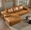 LLappuil 114" Sectional Sofa, Modular Sectional Couch with Right Chaise, Deep Seat Faux Leather Boneless Cloud Sofa for Living Room