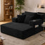 LLappuil Chaise Lounge Chair Indoor, Corduroy Boneless Sofa Bed with Cup Holder, Deep Seat Sleeper Couch Reading Chairs, Cloud Sofas Couches for Living Room, No Assembly Required Black