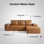 LLappuil 114" Sectional Sofa, Modular Sectional Couch with Left Chaise, Deep Seat Faux Leather Boneless Cloud Sofa for Living Room