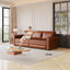 LLappuil King Size Pull Out Sofa Bed, Oversized Loveseat Sofa Convertible Sleeper Sofa Bed, Faux Leather Sofa Couch for Living Room Apartment Light Brown