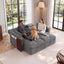 LLappuil 66" Sofa Bed Full Size, Loveseat Sofa Convertible Sofa Bed, Chenille Sofa Couch with USB Charging Port, Foldable Side Tray, Cup Holder, Hidden Storage Armrest