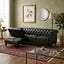 LLappuil Sectional Sofa, 85" Mid-Century Chesterfield Sofa with Storage Ottoman, Faux Leather 3 Seater Sofa for Living Room Black
