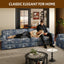 LLappuil 94" 3 Seater Sofa, Chenille 4 Seat Sofa for Living Room, 26.4" Extra Deep Seat Mid Century Sofa Blue