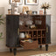 LLappuil 39" Wine Bar Cabinet, Coffee Bar Cabinet with 6 Wine Racks, 3 Glass Holders, 4 Hidden Storage Space