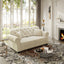LLappuil Loveseat Sofa, Velvet Chesterfield Sofa for Living Room Beige
