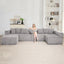 LLappuil 146" Sectional Sofa, U Shaped Sectional Couch with Chaise, 5 Seat Corduroy Sofa Convertible Sleeper Sofa Bed for Living Room Gray