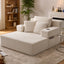 LLappuil Chaise Lounge Chair Indoor, Corduroy Boneless Sofa Bed with Cup Holder, Deep Seat Sleeper Couch Reading Chairs, Cloud Sofas Couches for Living Room, No Assembly Required Beige