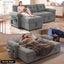 LLappuil 86" Sectional Sofa, Sectional Couch with Pull Out Sofa Bed, Corduroy Sofa Couch Convertible Sofa Bed with Storage Chaise, Small Desktop, Charging Port for Living Room