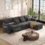 LLappuil 108" Sectional Sofa, Oversized Sectional Couch with Pull Out Sofa Bed, Chenille Sofa Couch Convertible Sofa Bed with Recliner Chair, Small Tabletop, Storage Chaise for Living Room