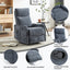 LLappuil Recliner Chair, 360° Swivel Massage Recliner Chair with Heat, Nursery Glider Rocker Recliner Chair for Living Room, Bedroom, Chenille Blue