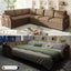 LLappuil Sectional Sofa, 115" Sectional Couch with Pull Out Sofa Bed King Size, 6 Seat Teddy Sofa Convertible Sofa Bed for Living Room Brown