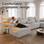 LLappuil 145" Sectional Sofa, Oversized Modular Sectional Sofa with Cup Holder, Hidden Storage, 4 Seat Corduroy Sofa Couch with Chaise for Living Room Gray