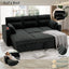 LLappuil Sectional Sofa, 83" Sectional Couch with Storage Chaise, Pull Out Sofa Bed Convertible Sofa Bed with Cup Holder for Living Room, Polyester Dark Gray