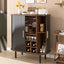 LLappuil 28" Wine Bar Cabinet, Coffee Bar Cabinet with 8-Grid Wine Rack, 5-Level Adjustable Shelves, 2 Glass Holders, 4 Hidden Storage Space