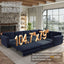 LLappuil Sectional Sofa Couch, Oversized Chenille Sofa with Pull Out Sofa Bed for Living Room Blue