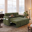 LLappuil Loveseat Sofa, Pull Out Sofa Bed Queen Size, Corduroy Sofa Couch with 360° Swivel Tabletop, USB Charging Port, Cup Holder for Living Room Green