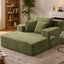 LLappuil Chaise Lounge Chair Indoor, Corduroy Boneless Sofa Bed with Cup Holder, Deep Seat Sleeper Couch Reading Chairs, Cloud Sofas Couches for Living Room, No Assembly Required Green