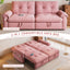 LLappuil 77" Pull Out Sofa Bed Queen Size, Loveseat Sofa Convertible Sleeper Sofa Bed, Flannelette Fabric Sofa Couch for Living Room Pink