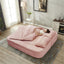 LLappuil Sectional Sofa Bed, Futon Convertible Sofa Bed King Size, Plush Corduroy Loveseat Sofa Couch for Living Room Pink