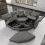 LLappuil Leather Sleeper Sectional Sofa Couch, 4-Seater Bed Shaped Modular Sectional Sofa with Storage Chaise, High Back Recliner Faux Leather Couches, Anti-Scratch Grey