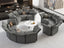 LLappuil 3 Piece Corner Sofa, Modular Sectional Semi Circular Shaped Couch with Storage, Faux Leather 9 Seat Sofa for Living Room, Dark Grey