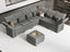 LLappuil Modular Sofa Faux Leather Sectional Couch with Reversible Chaise, Convertible 7 Seater Oversized Leather Sectional Sofa with Ottoman for Living Room, Grey