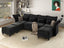 LLappuil Black Sectional Couch U Shaped 7 Seats, Chenille Sectionals Sleeper Sofa Large Modular Sectional Sofa for Living Room with Reversible Chaise, Storage Seat, Deep Cushion