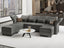 LLappuil Faux Leather Modular Sectional Sofa,127.8" 7-Seater U Shaped Sectional Couch with Storage Chaise,High Back Recliner Modular Sleeper Couches for Living Room,Waterproof Dark Grey