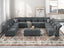 LLappuil Faux Leather Sectional Sofa Modern Modular Sectional Couch with Chaise L Shaped Corner Sectional 8 Seater with Storage Seats,Memory Foam,Modular Sofa for Small Space,Living Room,Grey