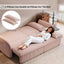 LLappuil Pull Out Sofa Bed Queen Size, 85" Loveseat Sofa with Movable Ottoman, USB Charging Port, Corduroy Sofa Couch Convertible Sofa Bed for Living Room Pink