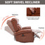 LLappuil Recliner Chair, 360° Swivel Massage Recliner Chair with Heat, Genuine Leather Nursery Glider Rocker Manual Recliner Chair with Side Pockets for Living Room, Bedroom Dark Brown