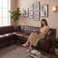 LLappuil Sectional Sofa, 103" x 103" Chesterfield Sofa with Nailhead, 7 Seat Faux Leather Tufted Couch for Living Room Brown