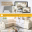 LLappuil Sectional Sofa, 115" Sectional Couch with Pull Out Sofa Bed King Size, 6 Seat Teddy Sofa Convertible Sofa Bed for Living Room Beige