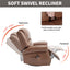 LLappuil Recliner Chair, 360° Swivel Massage Recliner Chair with Heat, Nursery Glider Rocker Manual Recliner Chair with Side Pockets for Living Room, Bedroom Light Brown