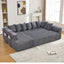 LLappuil 146" Sectional Sofa, U Shaped Sectional Couch with Chaise, 5 Seat Corduroy Sofa Convertible Sleeper Sofa Bed for Living Room Dark Gray