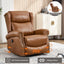 LLappuil Recliner Chair, 360° Swivel Massage Recliner Chair with Heat, Genuine Leather Nursery Glider Rocker Manual Recliner Chair with Side Pockets for Living Room, Bedroom Light Brown